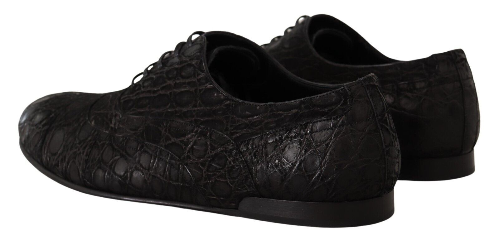 Dolce & Gabbana Black Caiman Leather Mens Oxford Shoes - Whispers Of Wisdom Clothing