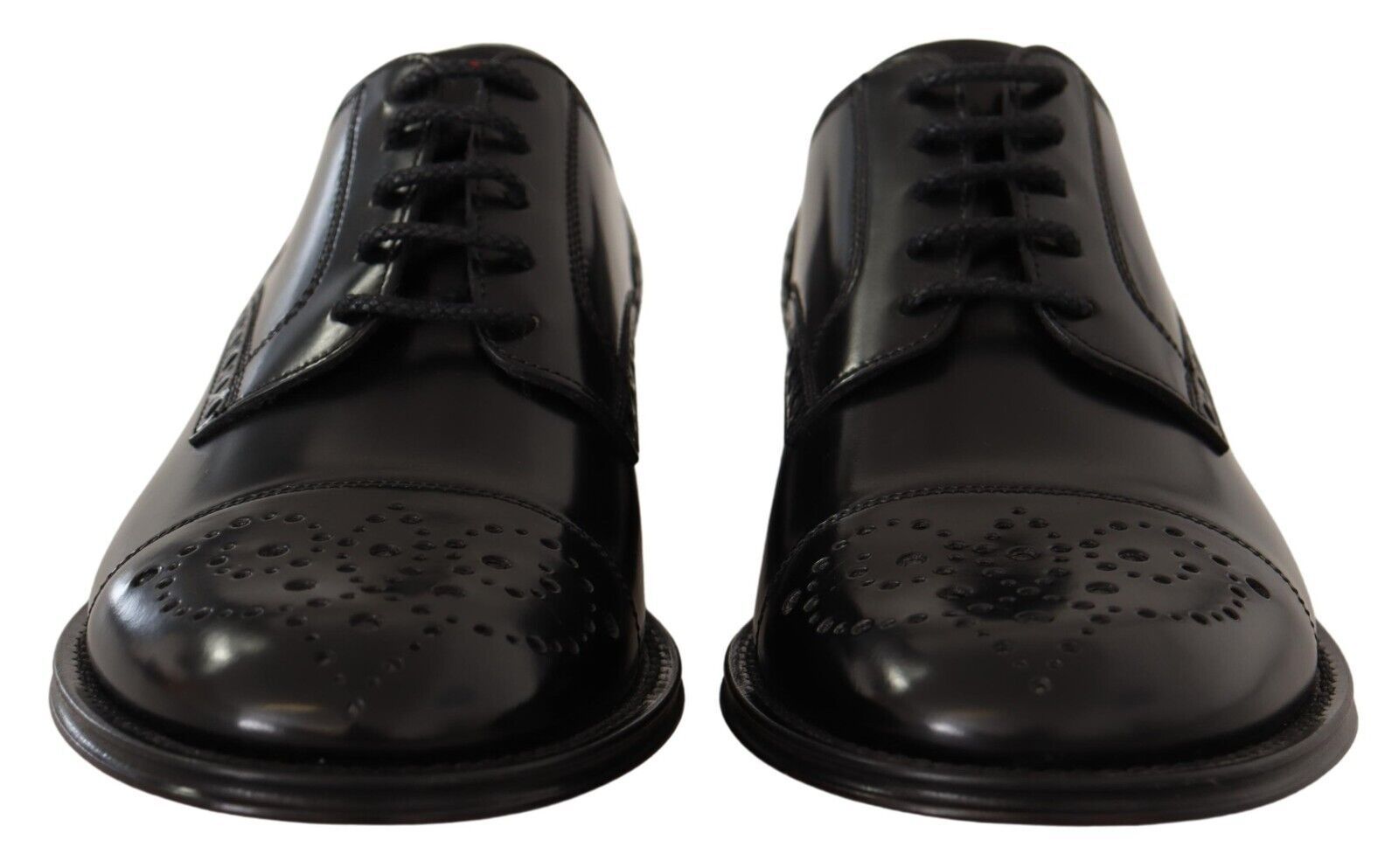 Dolce & Gabbana Black Leather Wingtip Mens Formal Derby Shoes - Whispers Of Wisdom Clothing