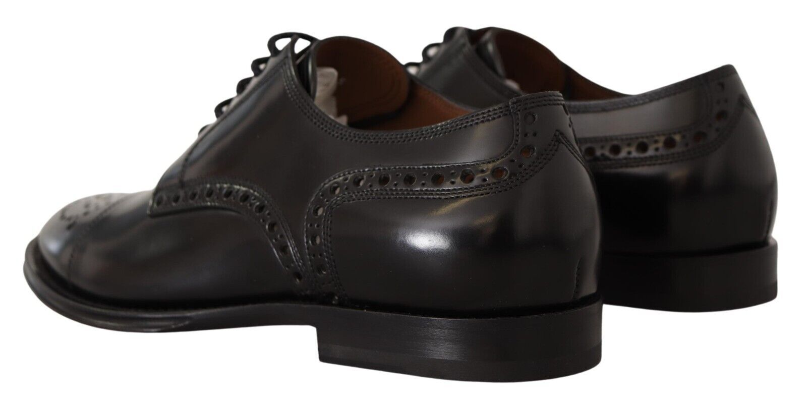 Dolce & Gabbana Black Leather Wingtip Mens Formal Derby Shoes - Whispers Of Wisdom Clothing