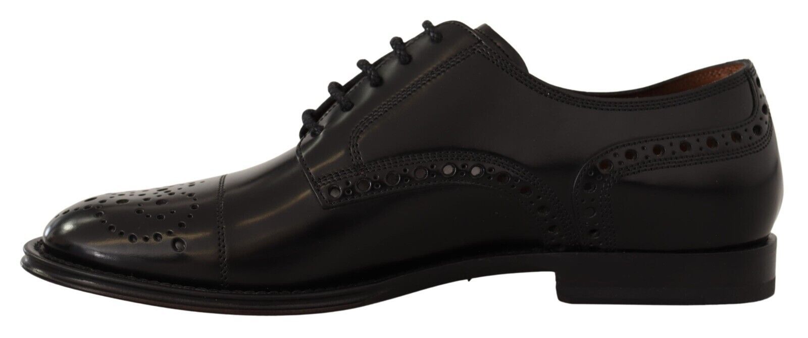 Dolce & Gabbana Black Leather Wingtip Mens Formal Derby Shoes - Whispers Of Wisdom Clothing