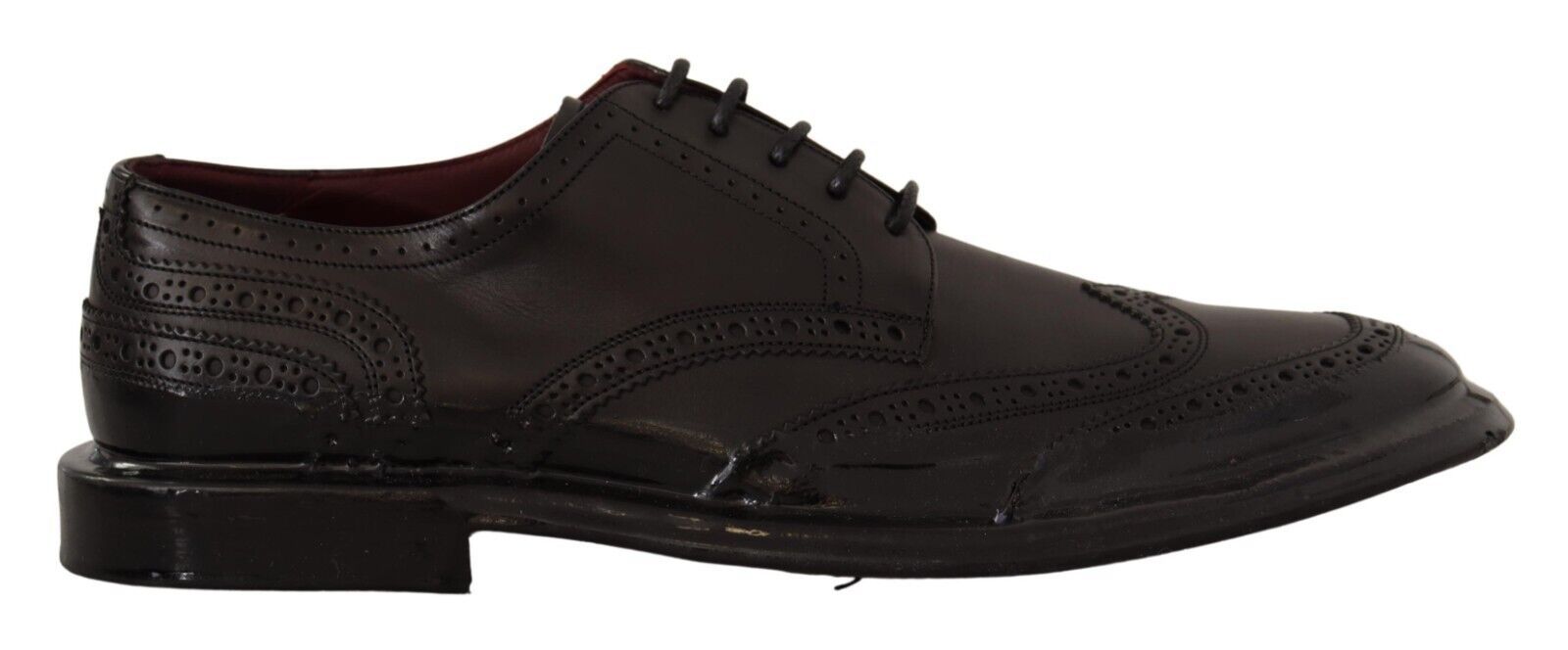 Dolce & Gabbana Black Leather Oxford Wingtip Formal Derby Shoes - Whispers Of Wisdom Clothing