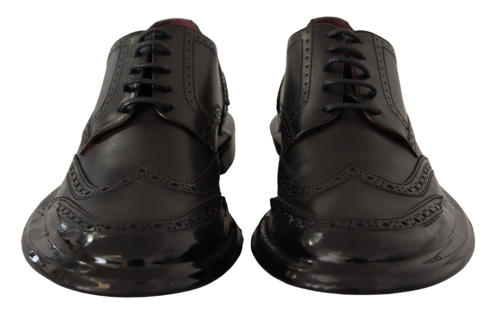 Dolce & Gabbana Black Leather Oxford Wingtip Formal Derby Shoes - Whispers Of Wisdom Clothing