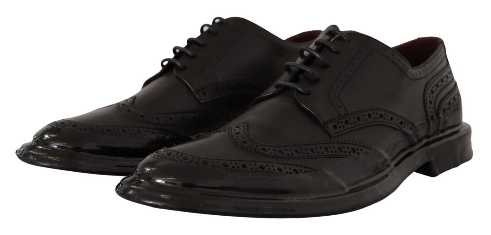 Dolce & Gabbana Black Leather Oxford Wingtip Formal Derby Shoes - Whispers Of Wisdom Clothing