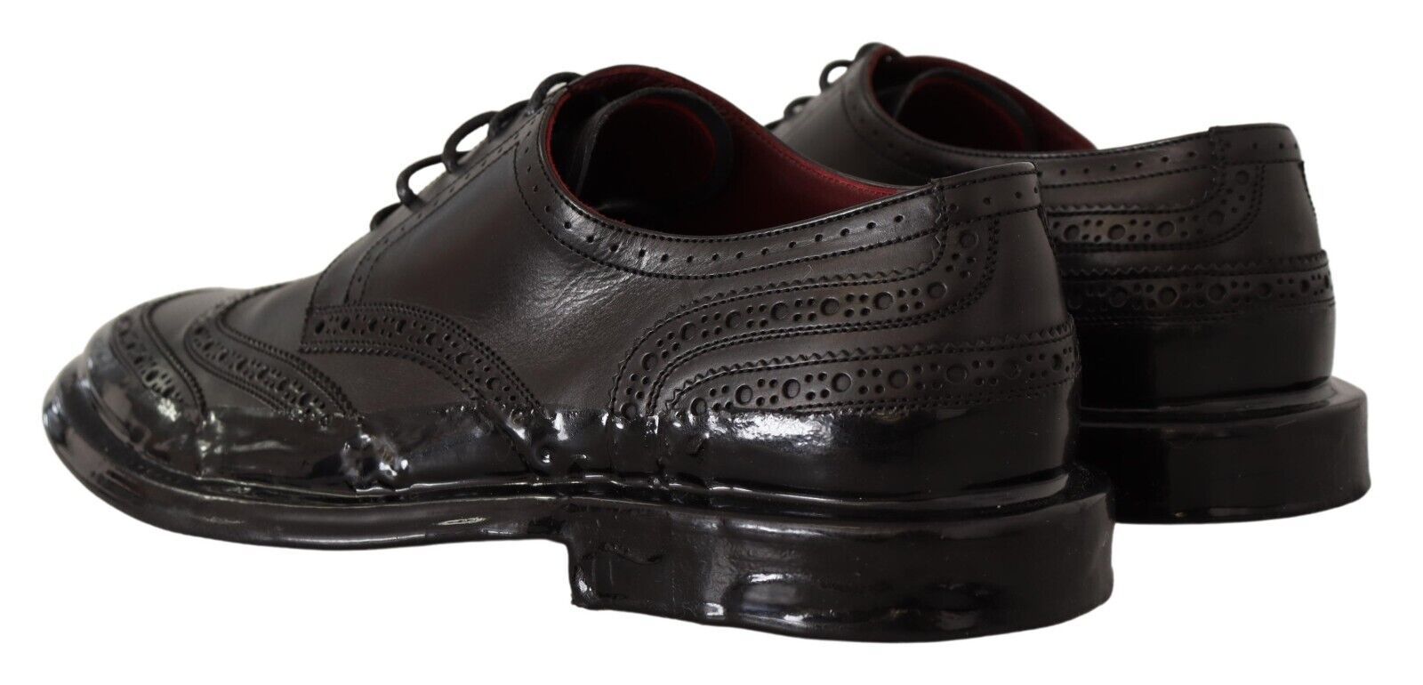 Dolce & Gabbana Black Leather Oxford Wingtip Formal Derby Shoes - Whispers Of Wisdom Clothing