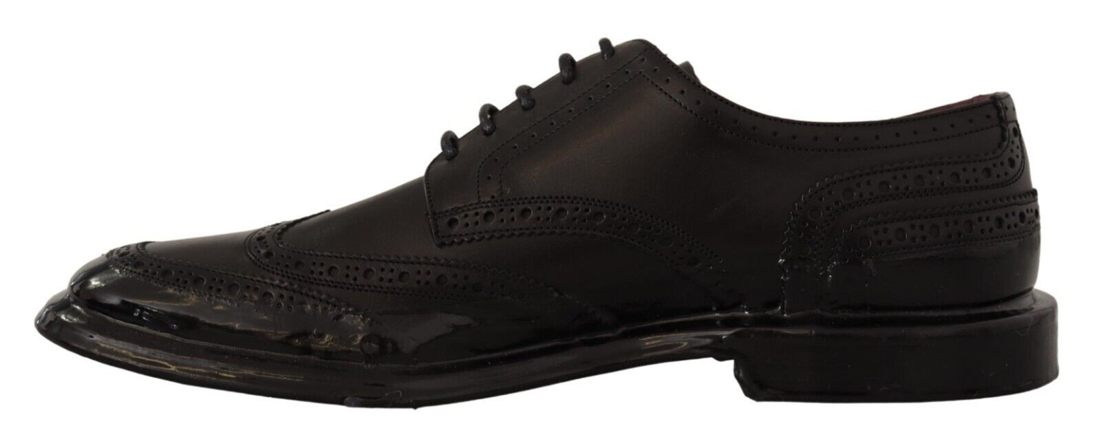 Dolce & Gabbana Black Leather Oxford Wingtip Formal Derby Shoes - Whispers Of Wisdom Clothing