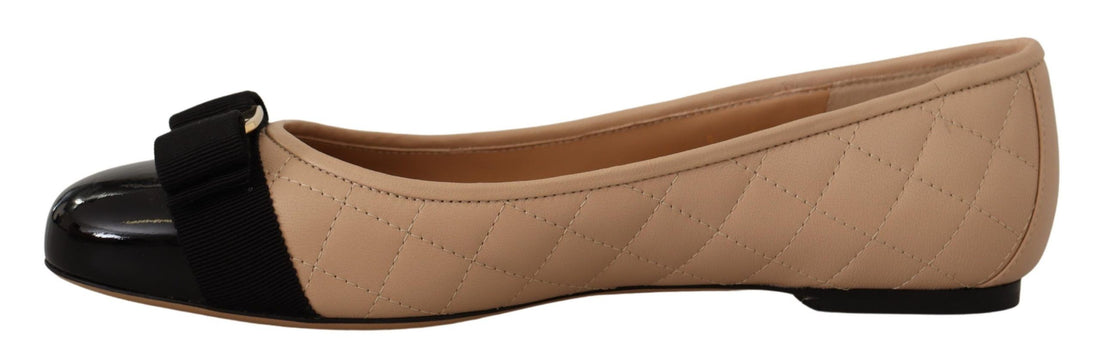 Salvatore Ferragamo Elegant Quilted Leather Flats - Chic Dual-Tone Design - Whispers Of Wisdom Clothing