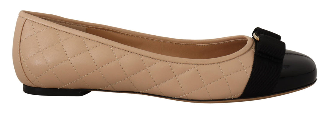 Salvatore Ferragamo Elegant Quilted Leather Flats - Chic Dual-Tone Design - Whispers Of Wisdom Clothing