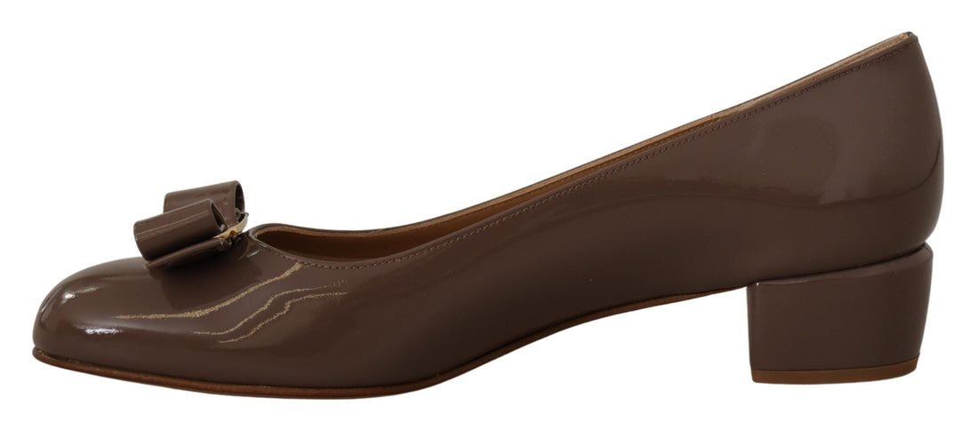 Salvatore Ferragamo Elegant Caraway Brown Pumps with Vara Bow - Whispers Of Wisdom Clothing