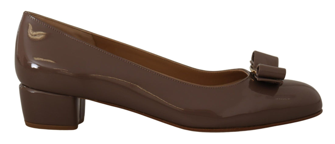 Salvatore Ferragamo Elegant Caraway Brown Pumps with Vara Bow - Whispers Of Wisdom Clothing