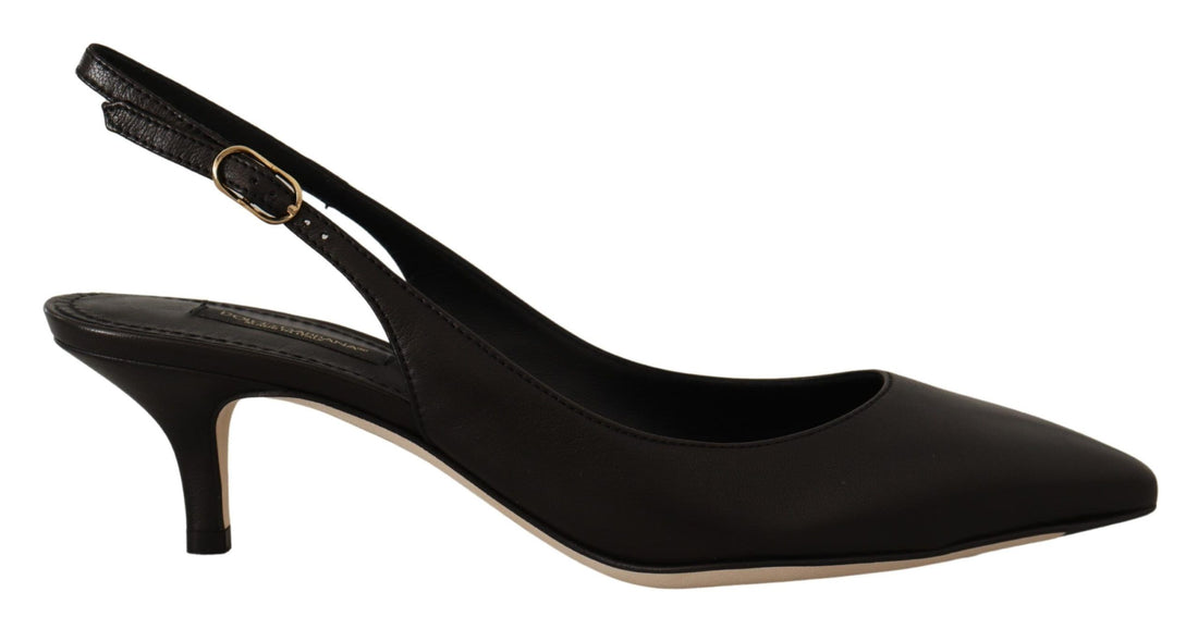 Dolce & Gabbana Black Leather Slingbacks Heels Pumps Shoes - Whispers Of Wisdom Clothing