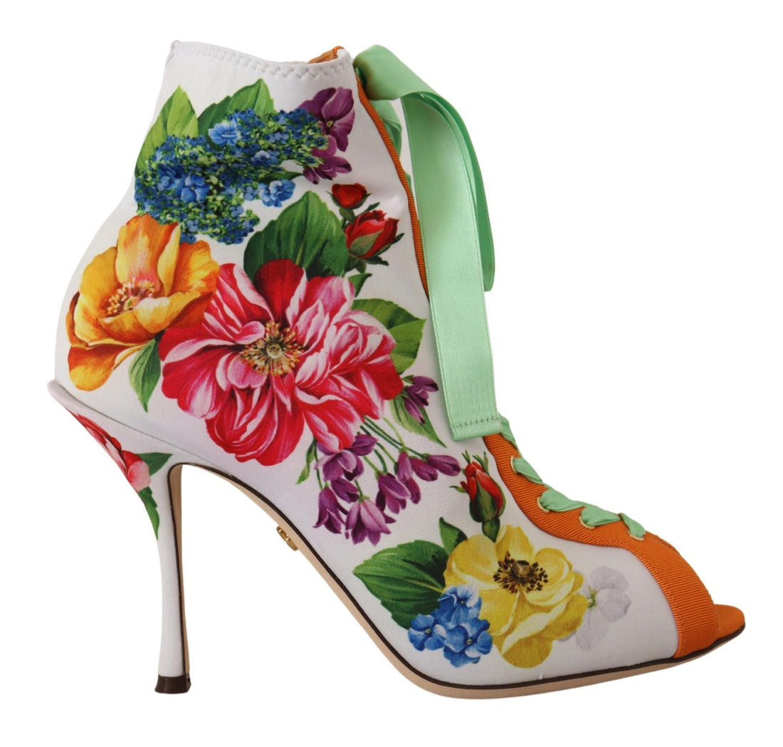 Dolce & Gabbana White Jersey Stretch Boots Open Toes Heels Shoes - Whispers Of Wisdom Clothing