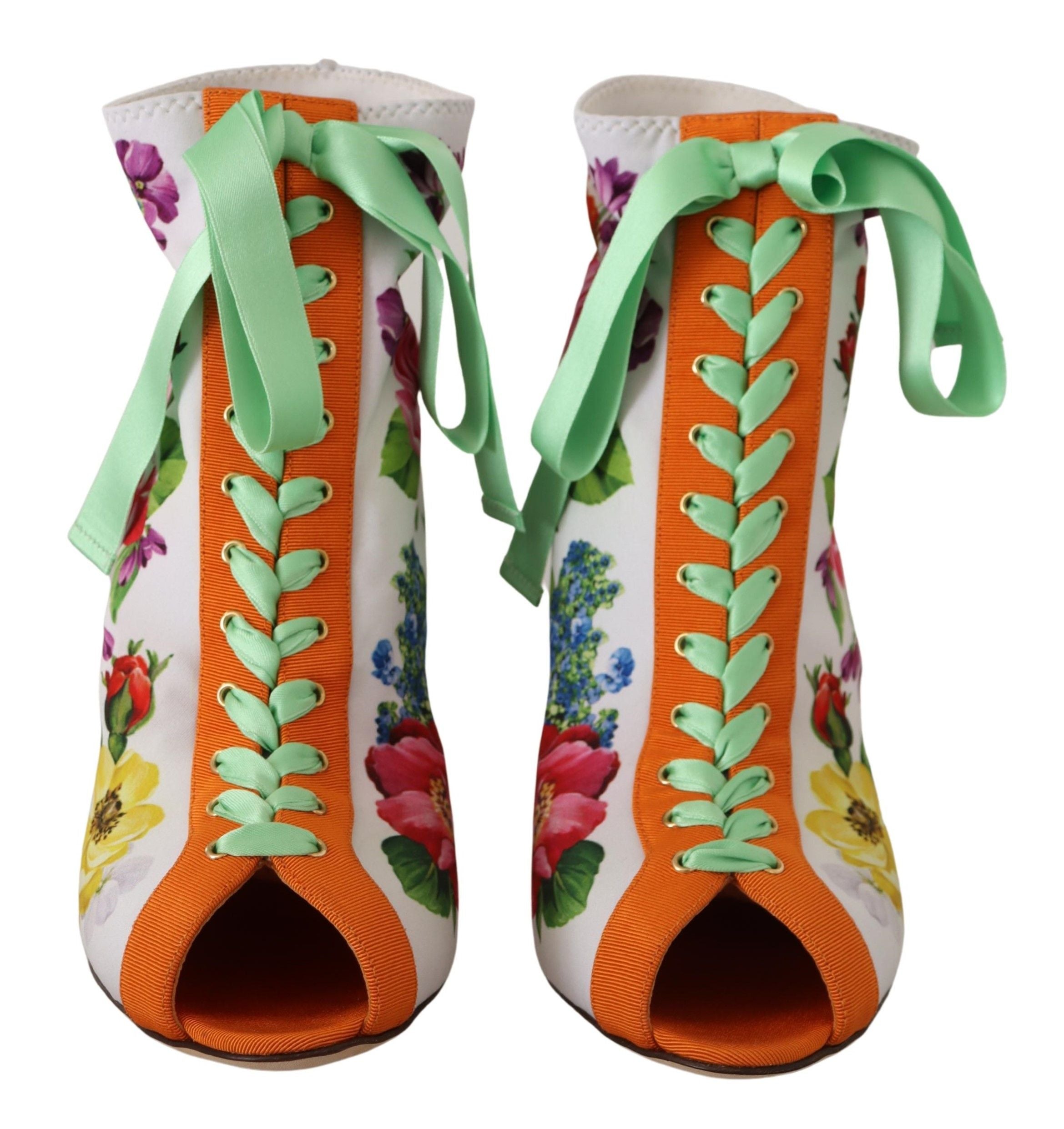 Dolce & Gabbana White Jersey Stretch Boots Open Toes Heels Shoes - Whispers Of Wisdom Clothing