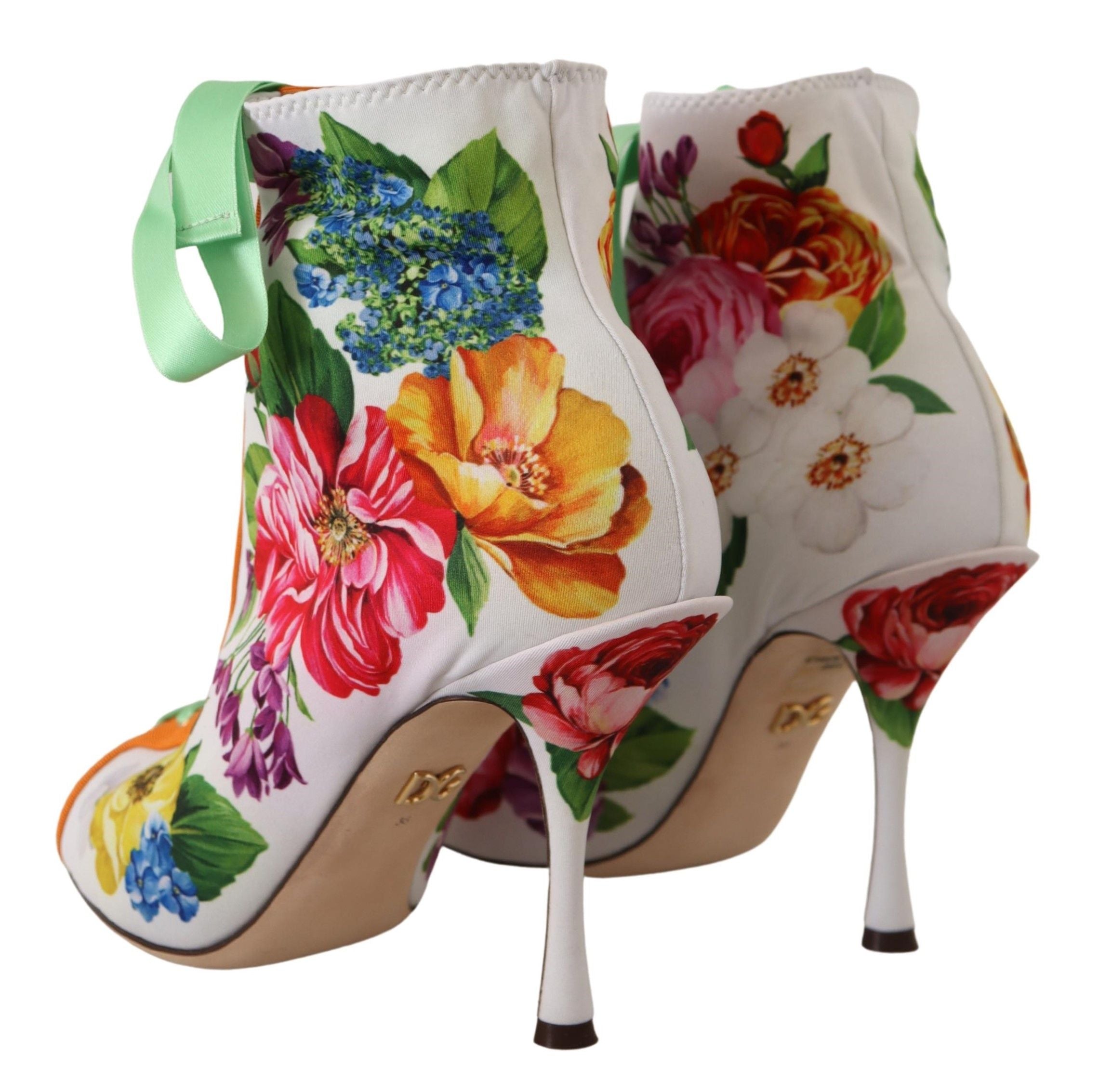 Dolce & Gabbana White Jersey Stretch Boots Open Toes Heels Shoes - Whispers Of Wisdom Clothing