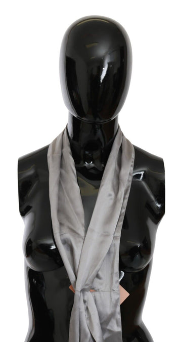 Ermanno Scervino Metallic Silver Silk Neck Wrap Shawl Scarf - Whispers Of Wisdom Clothing