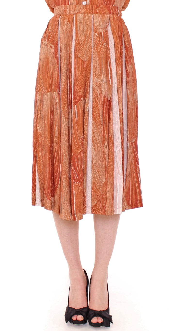 Licia Florio Brown Orange Below Knee Full Skirt - Whispers Of Wisdom Clothing