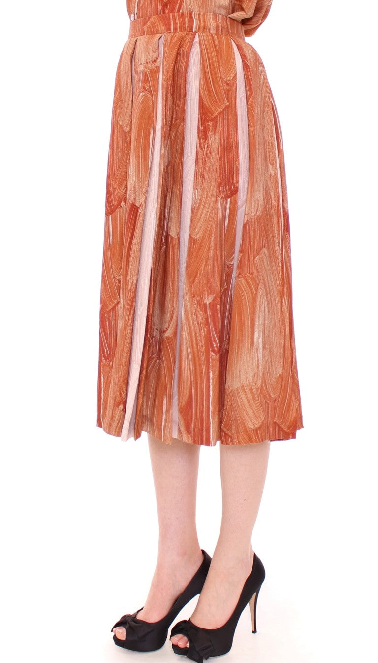 Licia Florio Brown Orange Below Knee Full Skirt - Whispers Of Wisdom Clothing