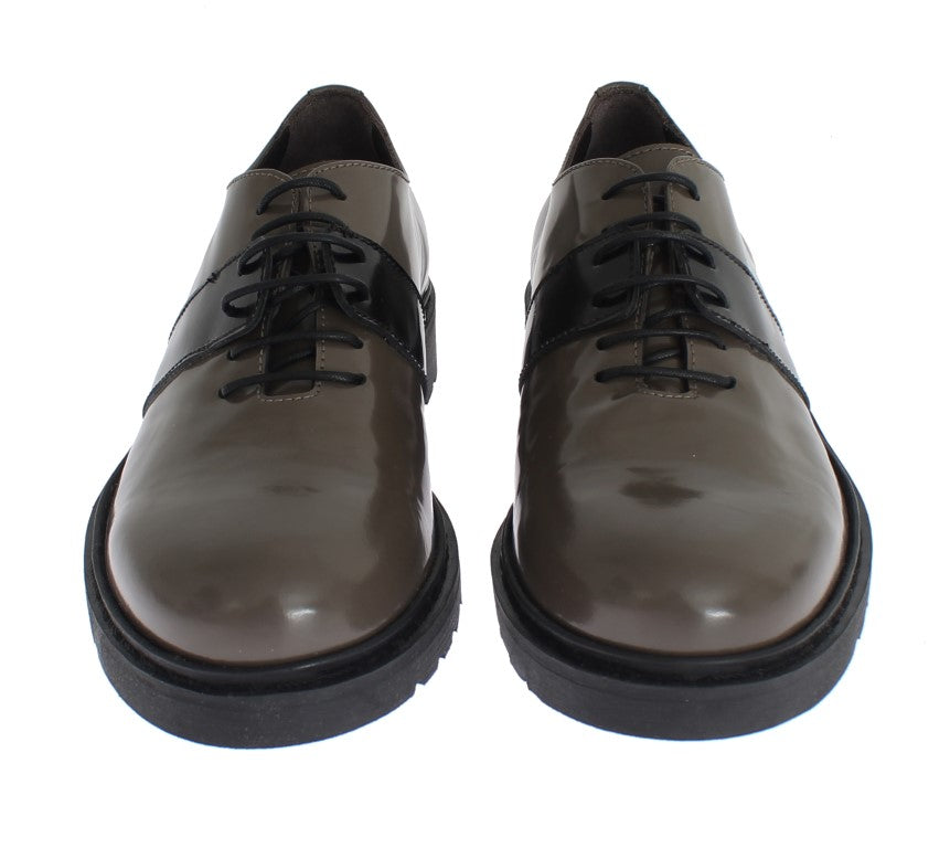 AI_ Gray Brown Leather Laceups Shoes - Whispers Of Wisdom Clothing