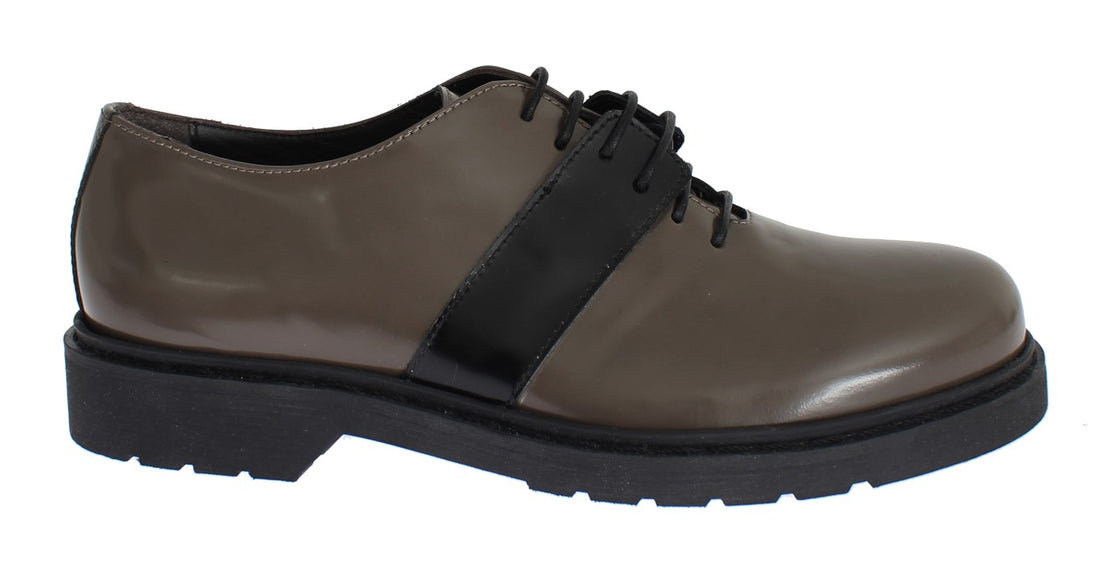 AI_ Gray Brown Leather Laceups Shoes - Whispers Of Wisdom Clothing