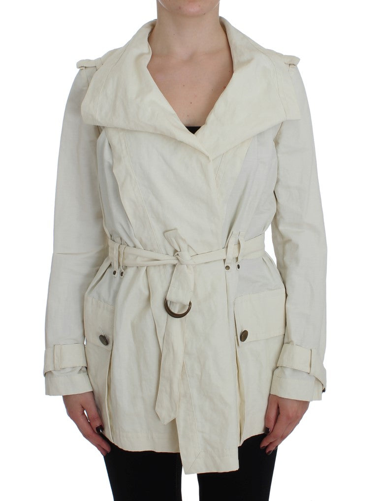 PLEIN SUD White Trench Coat Jacket - Whispers Of Wisdom Clothing