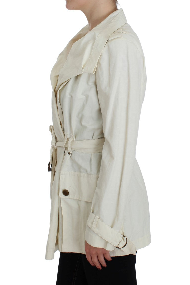 PLEIN SUD White Trench Coat Jacket - Whispers Of Wisdom Clothing