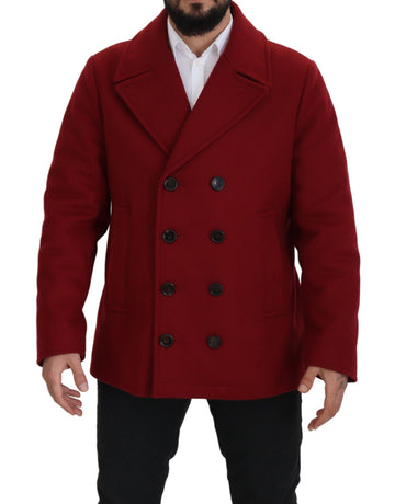 Dolce & Gabbana Red Wool Double Breasted Coat Jacket - Whispers Of Wisdom Clothing