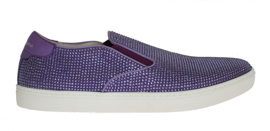 Dolce & Gabbana Purple Strass Canvas Logo Sneakers - Whispers Of Wisdom Clothing