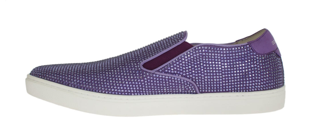 Dolce & Gabbana Purple Strass Canvas Logo Sneakers - Whispers Of Wisdom Clothing