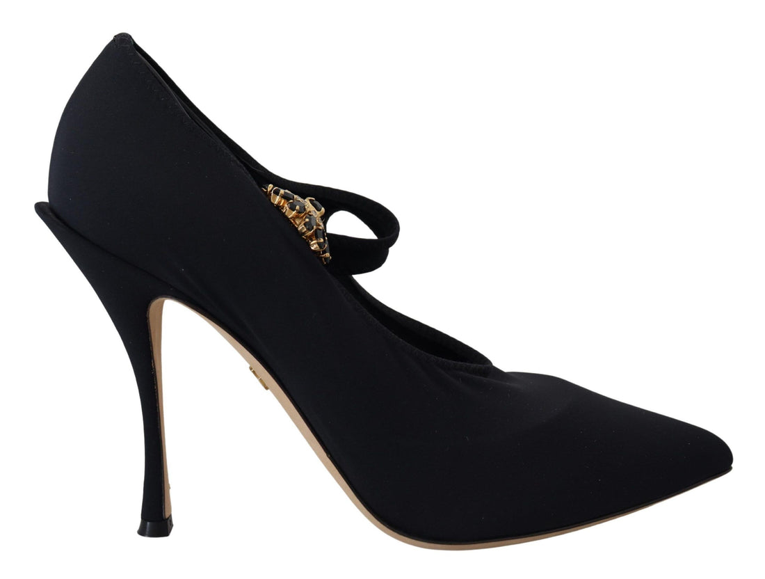 Dolce & Gabbana Black Socks Stretch Crystal Pumps Shoes - Whispers Of Wisdom Clothing