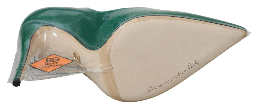 Dolce & Gabbana Green Leather Heels Pumps Plastic Shoes - Whispers Of Wisdom Clothing