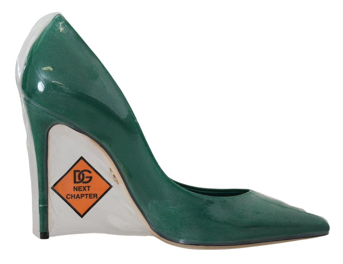 Dolce & Gabbana Green Leather Heels Pumps Plastic Shoes - Whispers Of Wisdom Clothing
