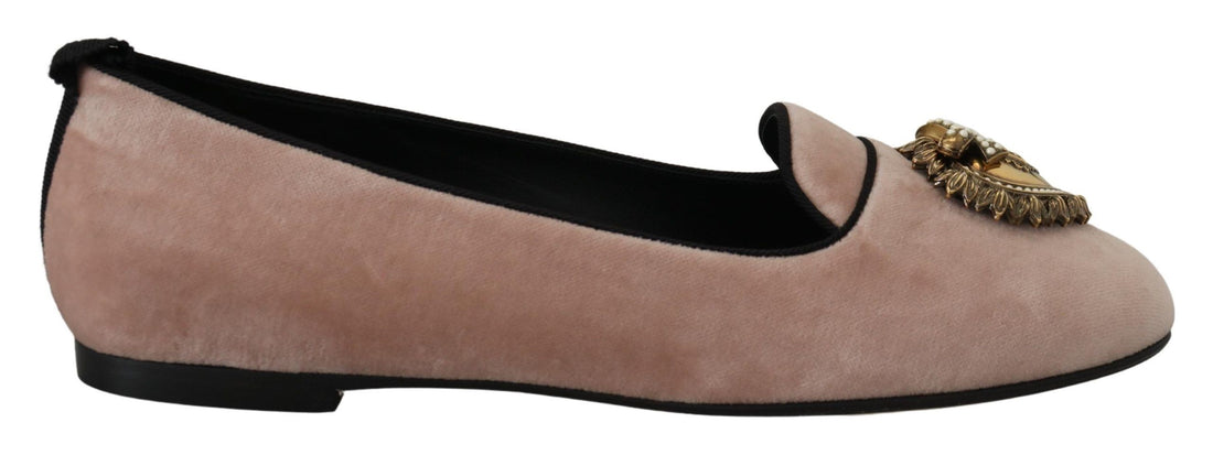 Dolce & Gabbana Pink Velvet Slip Ons Loafers Flats Shoes - Whispers Of Wisdom Clothing
