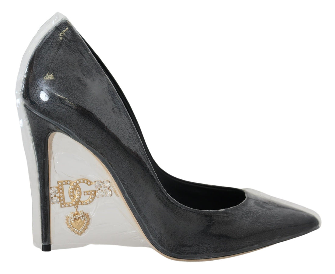 Dolce & Gabbana Black Leather Heels Pumps Plastic Wrapped Shoes - Whispers Of Wisdom Clothing