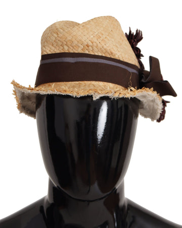 Dolce & Gabbana Yellow Ribbon Floral Embellished Straw Hat - Whispers Of Wisdom Clothing