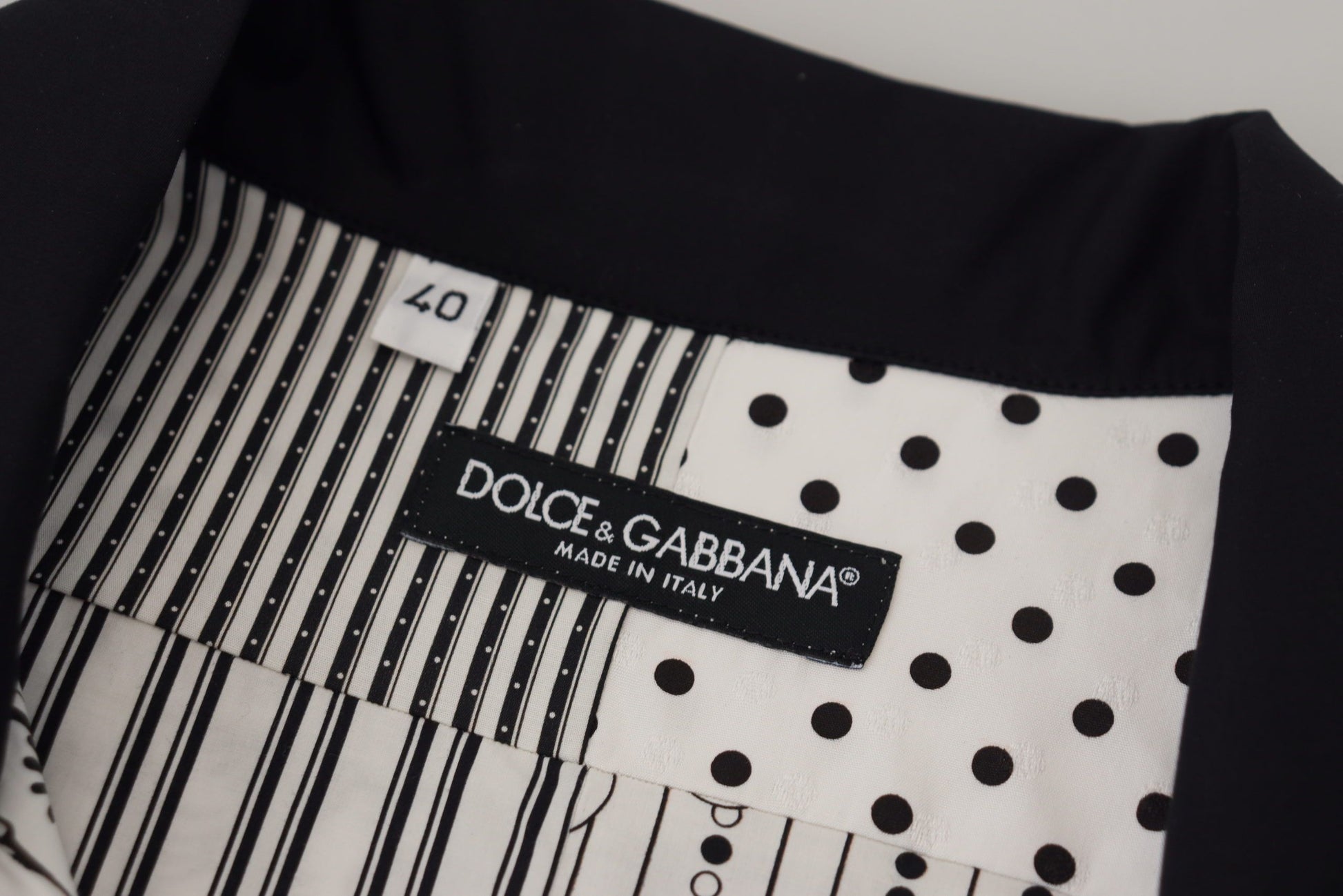 Dolce & Gabbana White Black Patterned Button Down Shirt - Whispers Of Wisdom Clothing