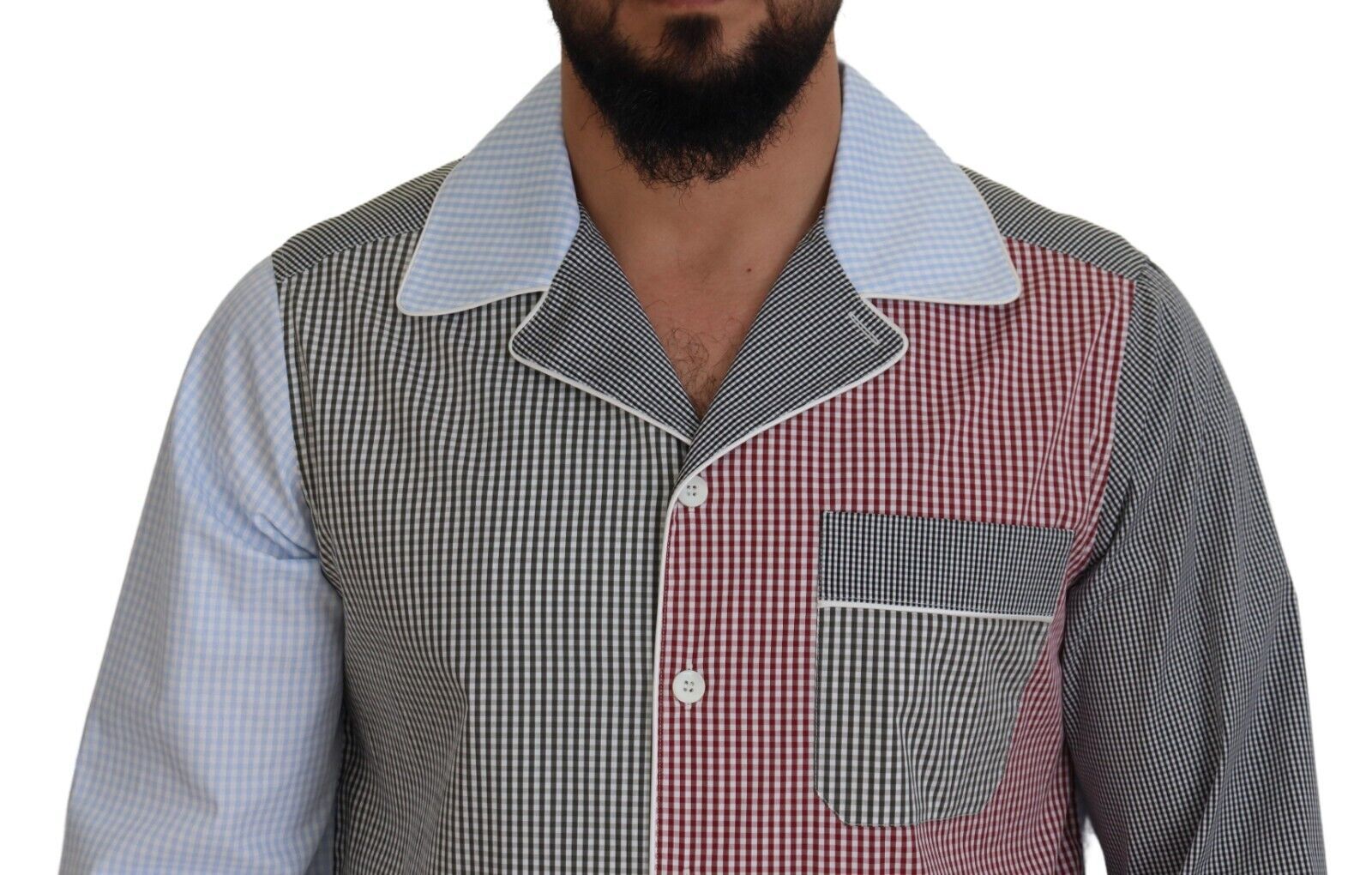 Dolce & Gabbana Multicolor Patchwork Cotton Long Sleeves Shirt - Whispers Of Wisdom Clothing