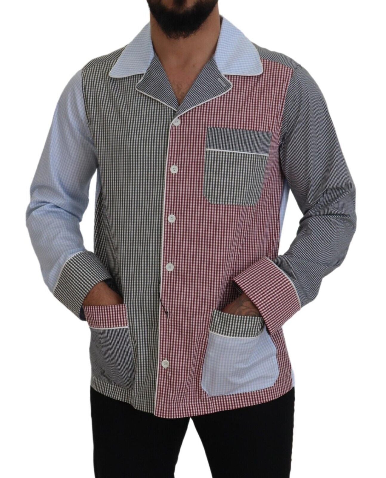 Dolce & Gabbana Multicolor Patchwork Cotton Long Sleeves Shirt - Whispers Of Wisdom Clothing