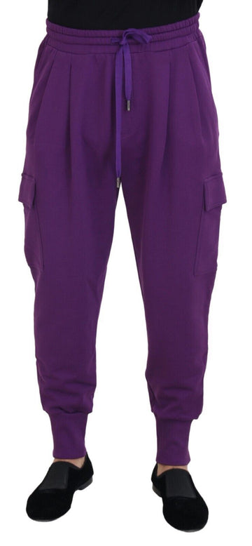 Dolce & Gabbana Purple Cotton Cargo Sweatpants Jogging Pants - Whispers Of Wisdom Clothing