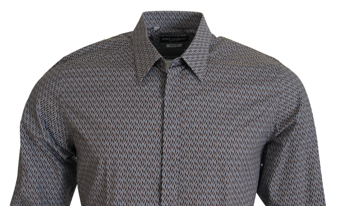 Dolce & Gabbana Gray Brown GOLD Slim Fit Dress Formal Shirt - Whispers Of Wisdom Clothing