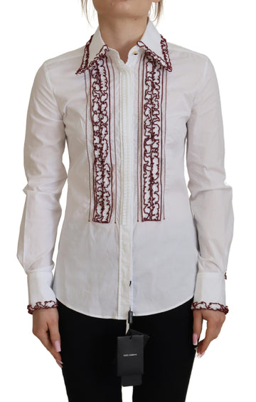 Dolce & Gabbana White Lace Long Sleeves Ruffle Collar Top - Whispers Of Wisdom Clothing