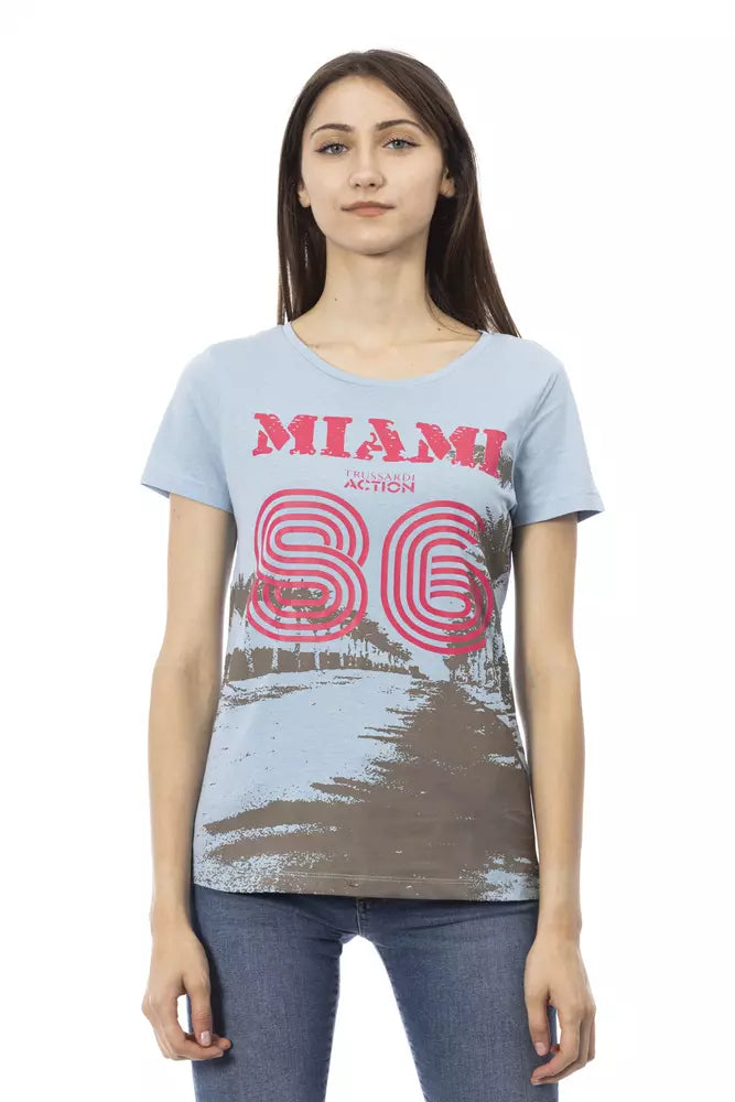 Trussardi Action Light Blue Cotton Women T-Shirt - Whispers Of Wisdom Clothing