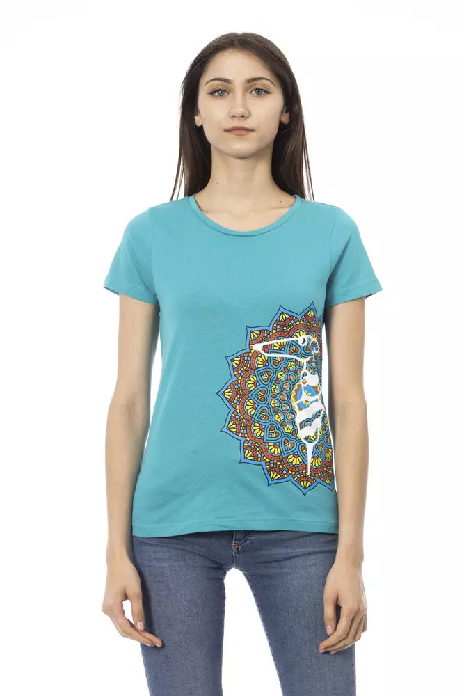 Trussardi Action Light Blue Cotton Women T-Shirt - Whispers Of Wisdom Clothing