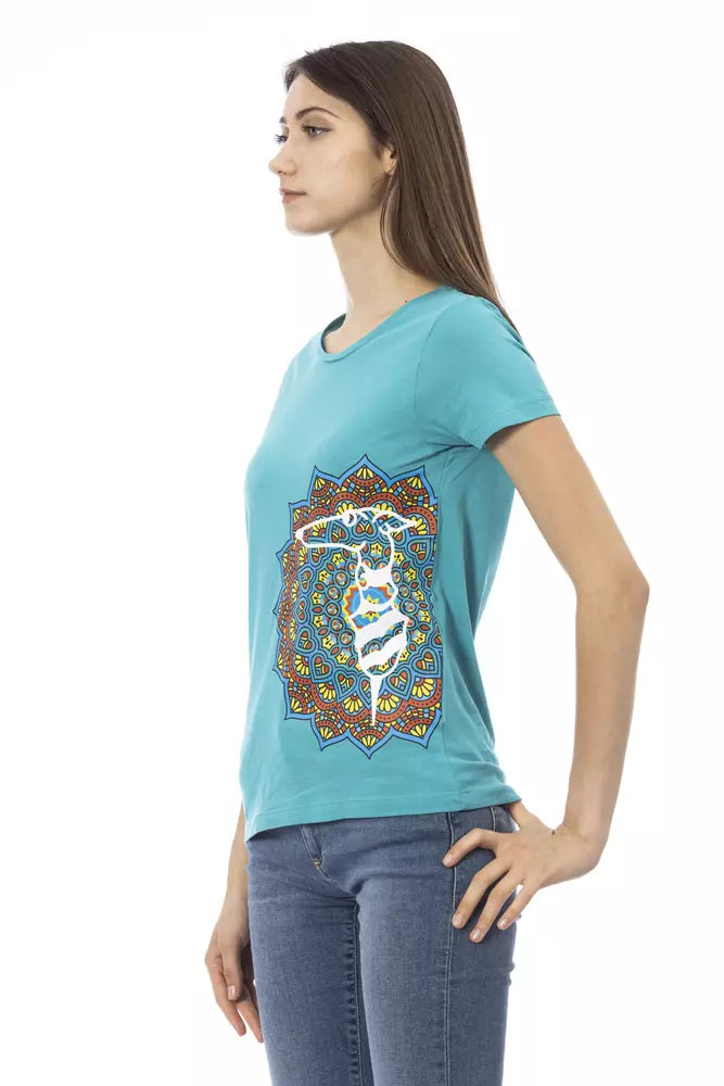 Trussardi Action Light Blue Cotton Women T-Shirt - Whispers Of Wisdom Clothing