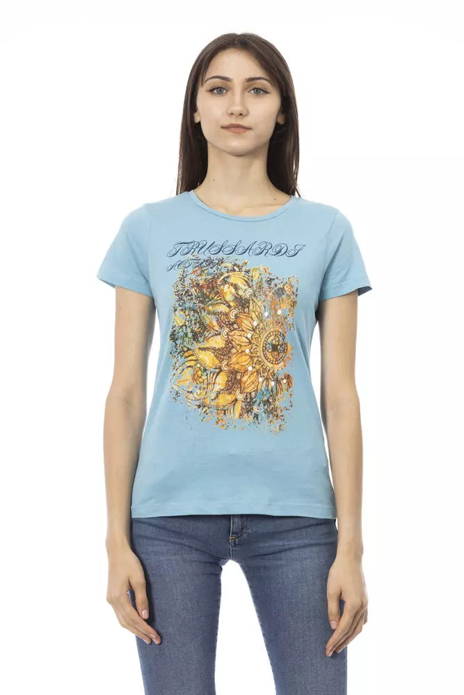 Trussardi Action Light Blue Cotton Women T-Shirt - Whispers Of Wisdom Clothing