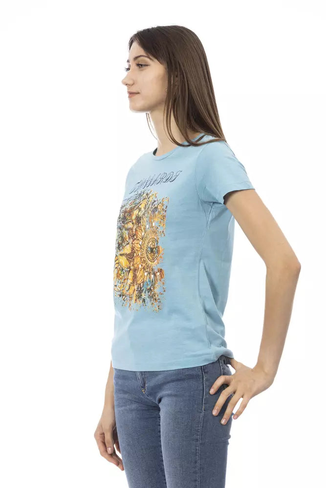 Trussardi Action Light Blue Cotton Women T-Shirt - Whispers Of Wisdom Clothing