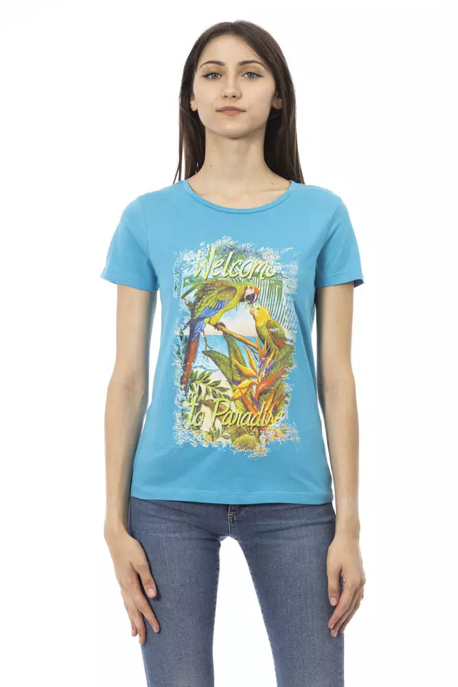 Trussardi Action Light Blue Cotton Women T-Shirt - Whispers Of Wisdom Clothing