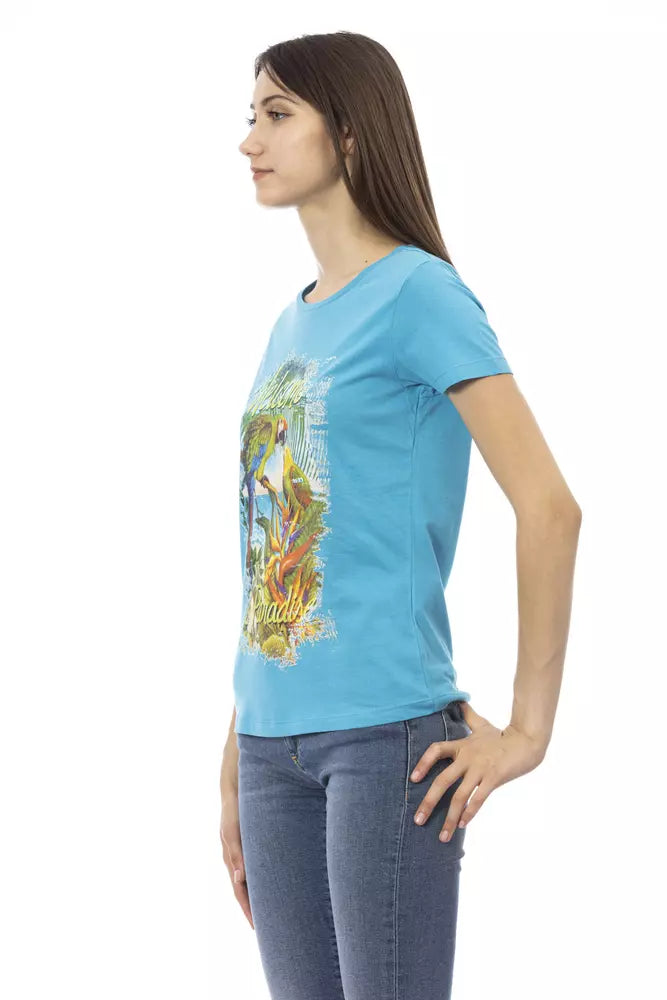 Trussardi Action Light Blue Cotton Women T-Shirt - Whispers Of Wisdom Clothing