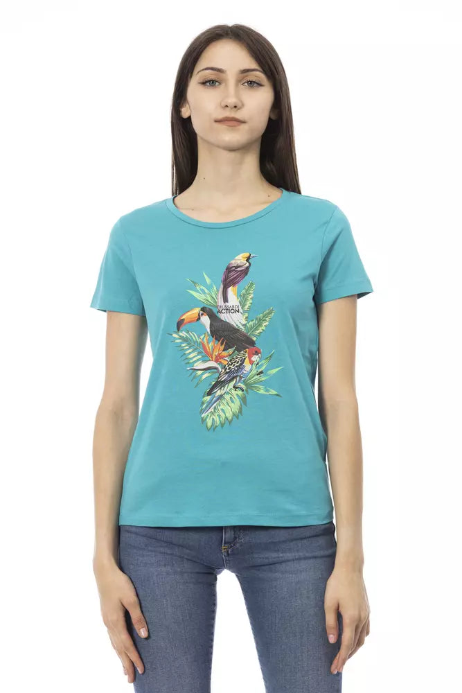 Trussardi Action Light Blue Cotton Women T-Shirt - Whispers Of Wisdom Clothing