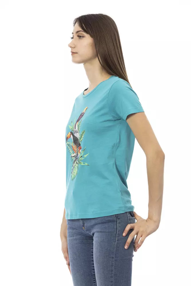 Trussardi Action Light Blue Cotton Women T-Shirt - Whispers Of Wisdom Clothing