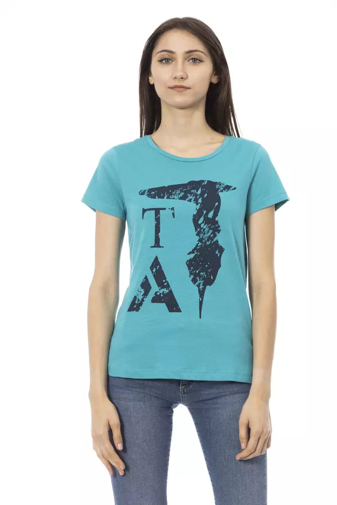 Trussardi Action Light Blue Cotton Women T-Shirt - Whispers Of Wisdom Clothing