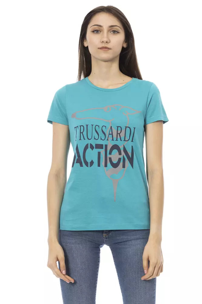 Trussardi Action Light Blue Cotton Women T-Shirt - Whispers Of Wisdom Clothing